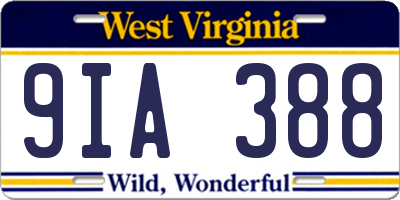 WV license plate 9IA388