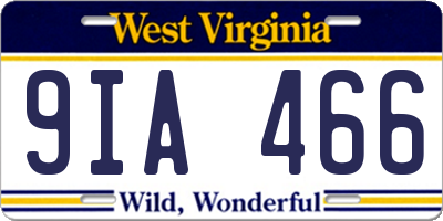 WV license plate 9IA466