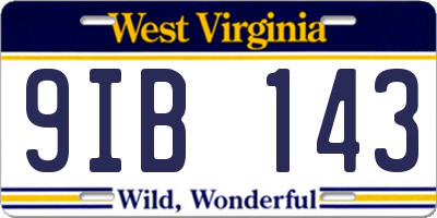 WV license plate 9IB143