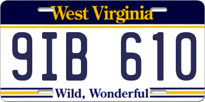 WV license plate 9IB610