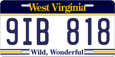 WV license plate 9IB818