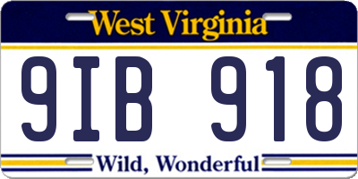 WV license plate 9IB918