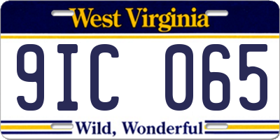 WV license plate 9IC065