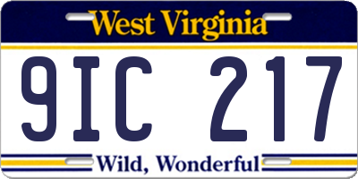 WV license plate 9IC217