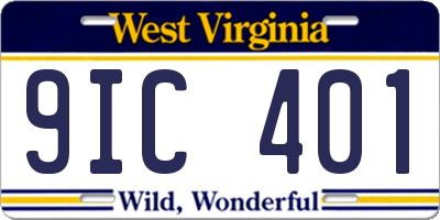 WV license plate 9IC401