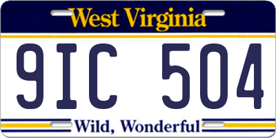WV license plate 9IC504