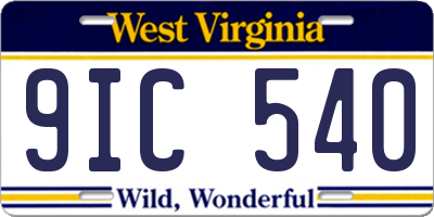WV license plate 9IC540