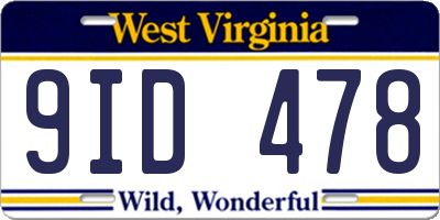 WV license plate 9ID478