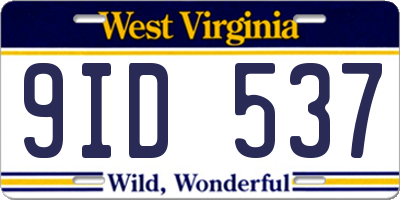 WV license plate 9ID537