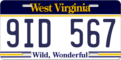 WV license plate 9ID567