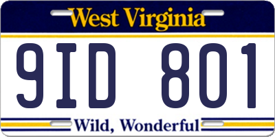 WV license plate 9ID801