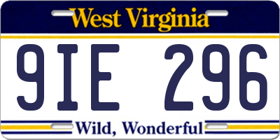WV license plate 9IE296