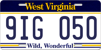 WV license plate 9IG050