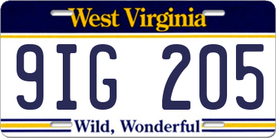 WV license plate 9IG205