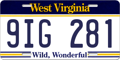 WV license plate 9IG281