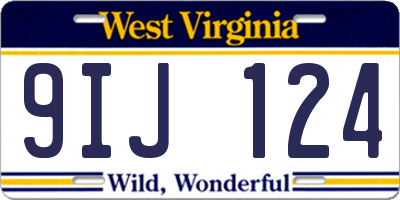 WV license plate 9IJ124