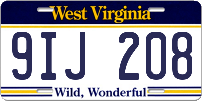 WV license plate 9IJ208