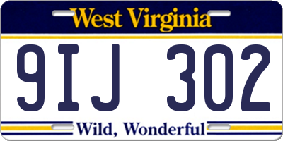 WV license plate 9IJ302
