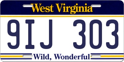 WV license plate 9IJ303