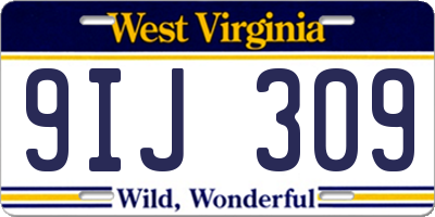WV license plate 9IJ309
