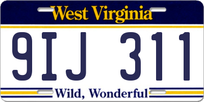WV license plate 9IJ311