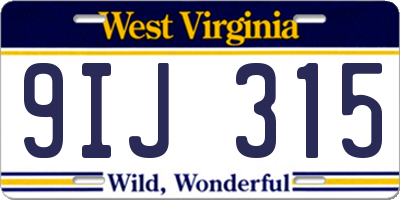 WV license plate 9IJ315