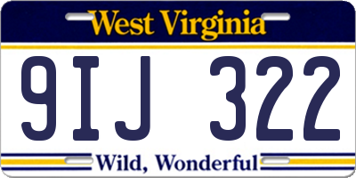 WV license plate 9IJ322
