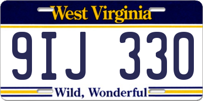 WV license plate 9IJ330