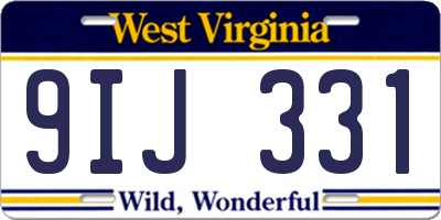 WV license plate 9IJ331