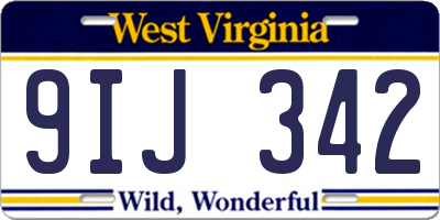 WV license plate 9IJ342