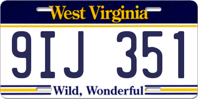 WV license plate 9IJ351