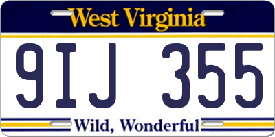 WV license plate 9IJ355