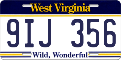 WV license plate 9IJ356