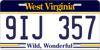 WV license plate 9IJ357