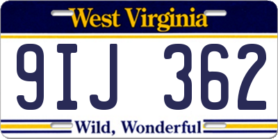 WV license plate 9IJ362