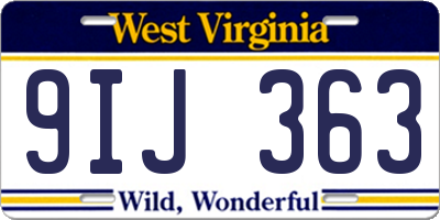 WV license plate 9IJ363