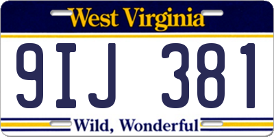 WV license plate 9IJ381