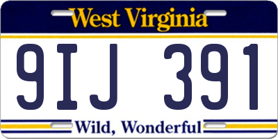 WV license plate 9IJ391