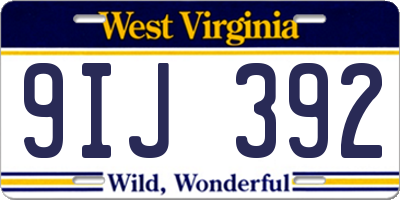 WV license plate 9IJ392