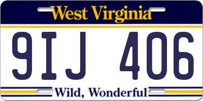 WV license plate 9IJ406