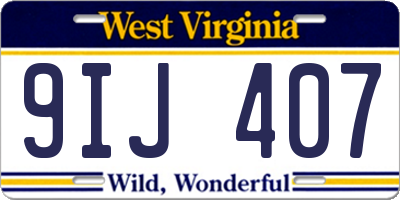 WV license plate 9IJ407