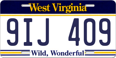 WV license plate 9IJ409