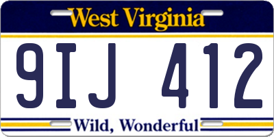 WV license plate 9IJ412