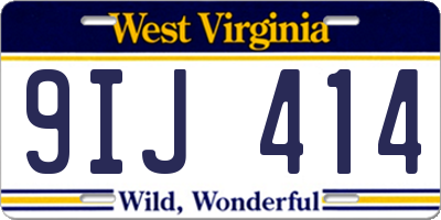 WV license plate 9IJ414