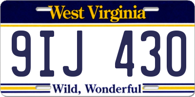 WV license plate 9IJ430
