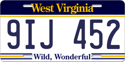 WV license plate 9IJ452
