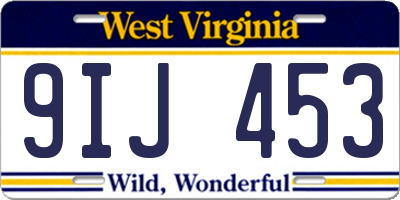 WV license plate 9IJ453