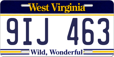 WV license plate 9IJ463