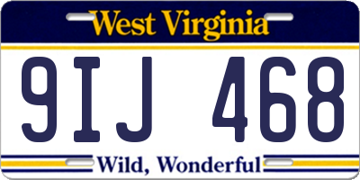 WV license plate 9IJ468
