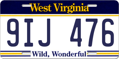 WV license plate 9IJ476
